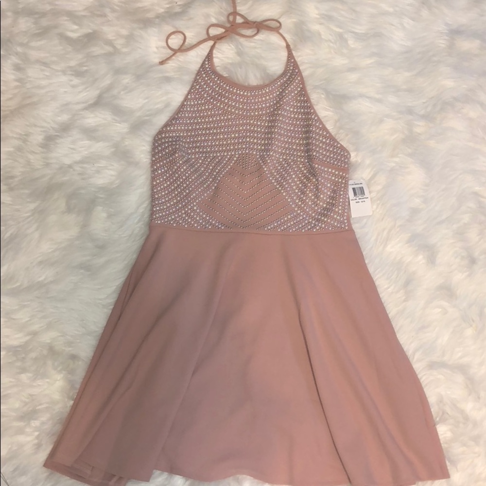 Pink pearl dress open back dress, brand new.